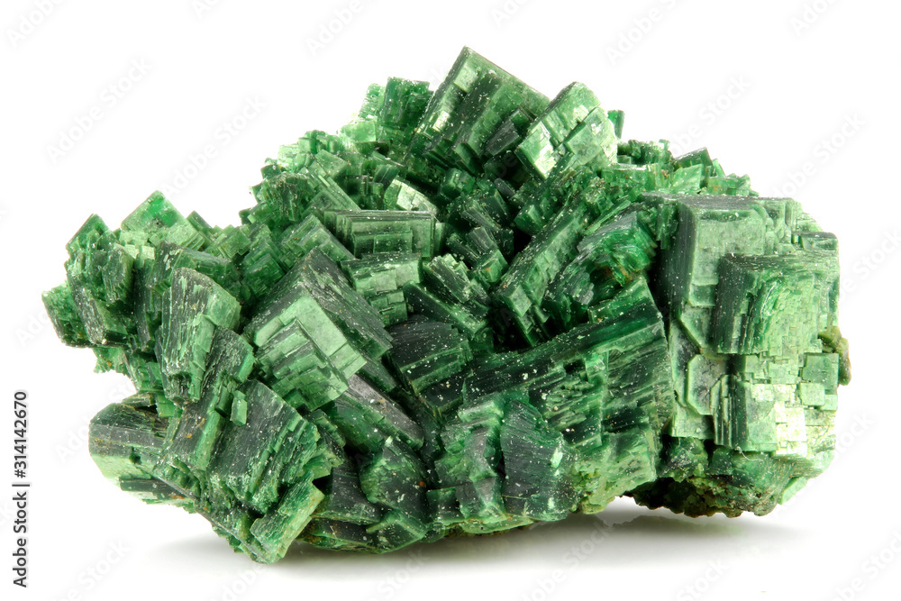 Ταπετσαρία torbernite (uranium ore) from Margabal Mine, France isolated on white background