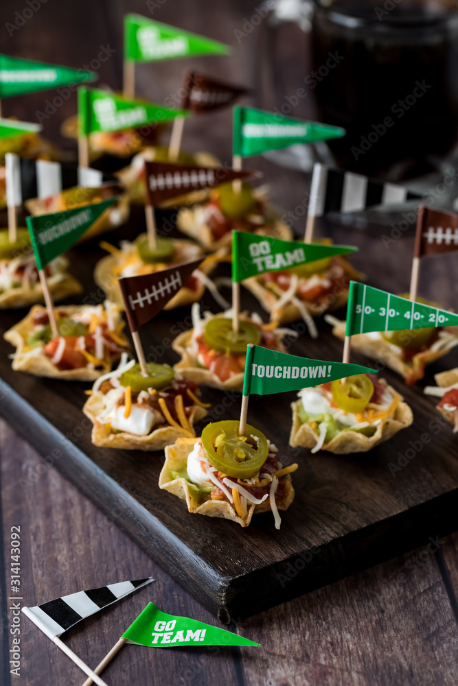 Appetizers on a platter for Super Bowl.