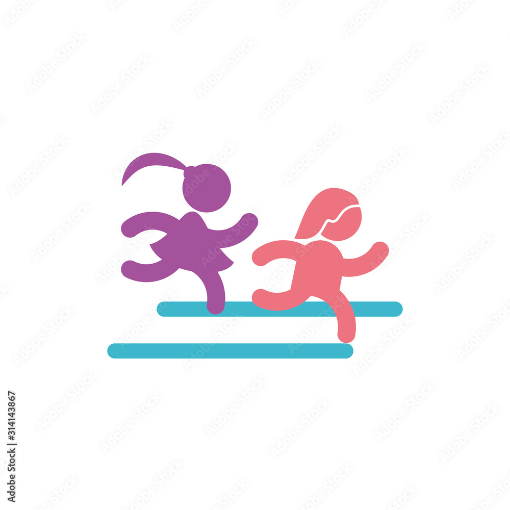 Isolated avatar girls running vector design Isolated avatar girls running vector design