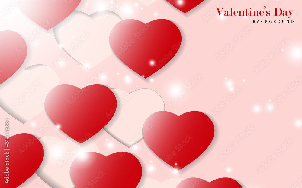 Red vector symbols of love in shape of heart background. Realistic design template can use wallpaper, element poster, greeting card, web banner   for Valentine's Day