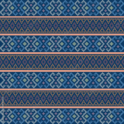 Batak ethnic seamless pattern with motif ulos. creative design cloth pattern. Tribal ethnic ornament seamless pattern. Colorful vector illustration. Ethnic motif for textile