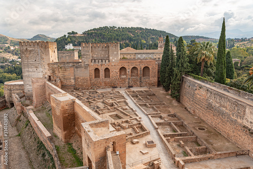 Old Fortress in Alhambra Granada in the region of Andalucia, Spain. Probably the ruins of old baths of the Moorish culture