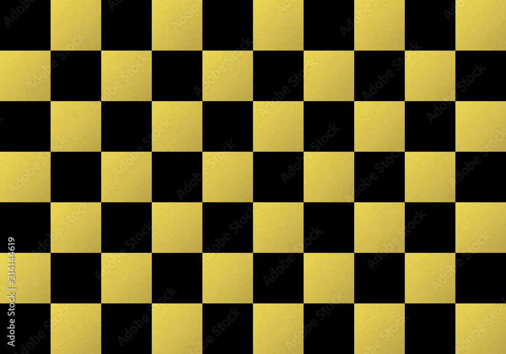 Fototapeta premium 背景：市松模様 和柄 祝い 式 華やか 素材 テクスチャー イベント 土壁 金 黒