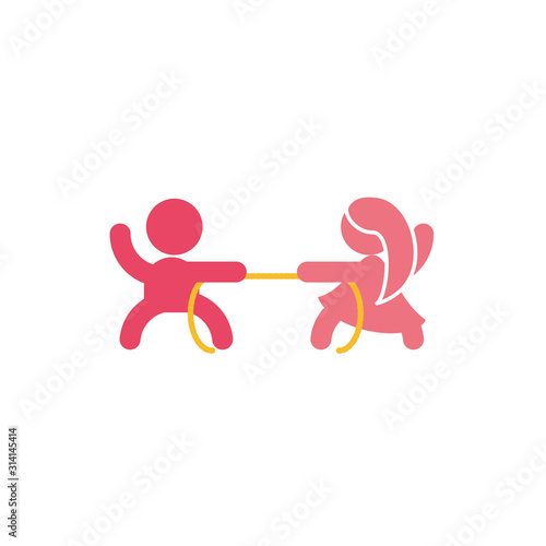 Isolated avatar boy and girl with rope vector design