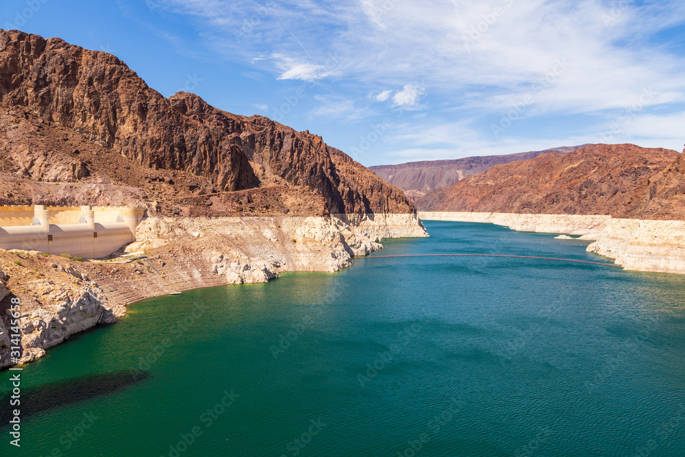 View of the Colorado River below Hoover Dam, Nevada, USA.