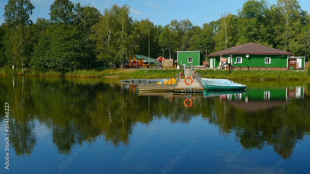 View of the boat station beautiful summer landscape View of the boat station beautiful summer landscape