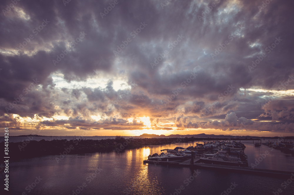 sunset on the docks