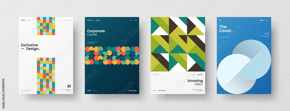 Fotografie Business presentation vector A4 vertical orientation front page mock up set