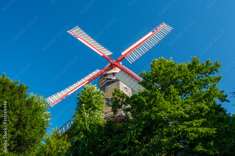Historic windmill from Wallenlange park in Bremen, Germany