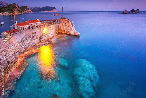 Night view on Petrovac, Mon...
