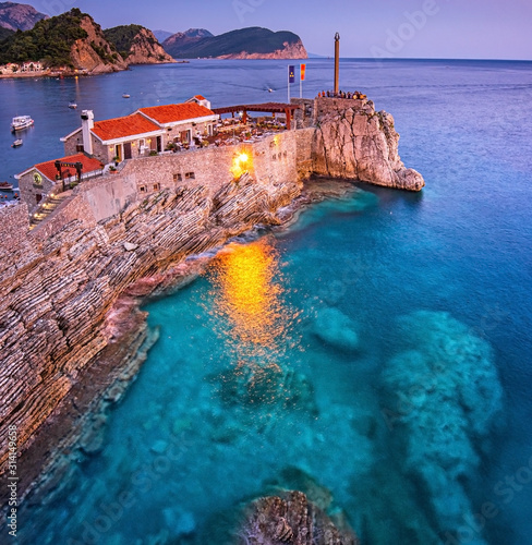 Night view on Petrovac, Montenegro
