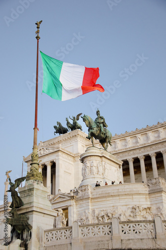 Italian flag near Piazza Venezia Rome  Italy. Capitoline