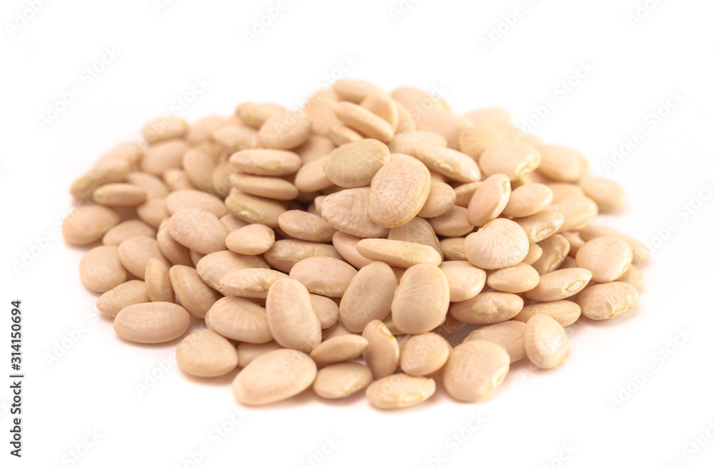 Pile of Baby Lima Beans or Butter Beans Isolated on a White Background Pile of Baby Lima Beans or Butter Beans Isolated on a White Background