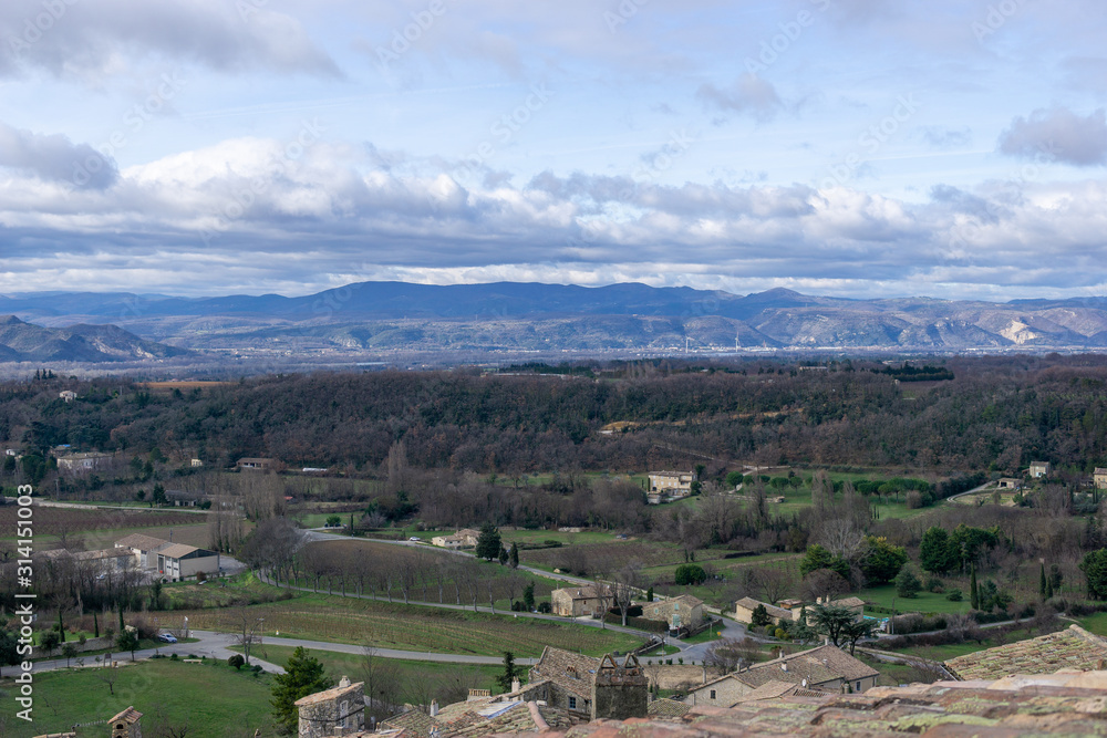 View from the medieaval village of Mirmande in drome near Valence and Montelimar France