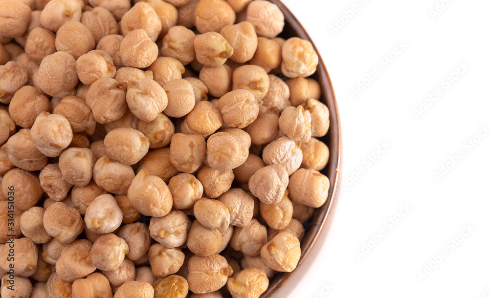 Bowl of Dry Chickpeas Isolated on a White Background Bowl of Dry Chickpeas Isolated on a White Background