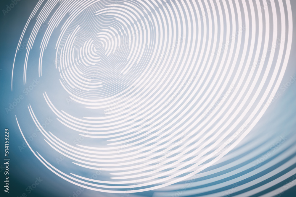 Fototapeta premium Abstract blue geometric background. Concentric rings shape.