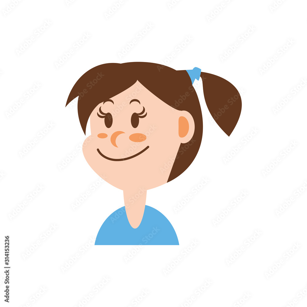 Isolated girl cartoon with brown hair vector design Isolated girl cartoon with brown hair vector design
