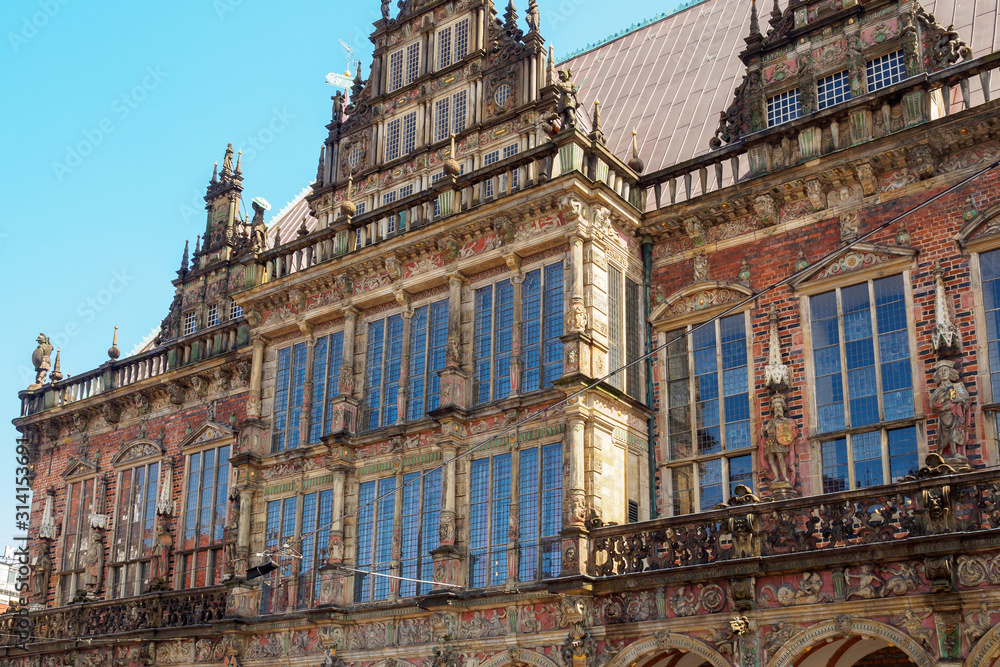 Facades of the old town hall in Bremen, Germany, Europe