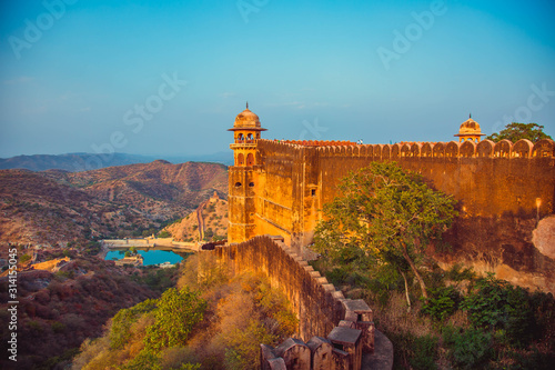Jaigarh Fort at sunset. Historic Indian fort at Jaipur Rajasthan. 