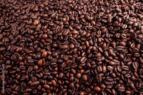 Roasted coffee beans with background.