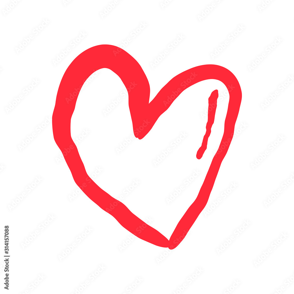 Heart doodle, valentine's day love symbol. Hand drawn illustration.