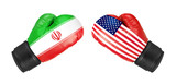 Iran vs USA. Boxing gloves with USA and Iran flag. Concept