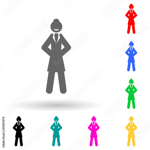 strong  businesswoman multi color style icon. Simple glyph  flat vector of business woman icons for ui and ux  website or mobile application