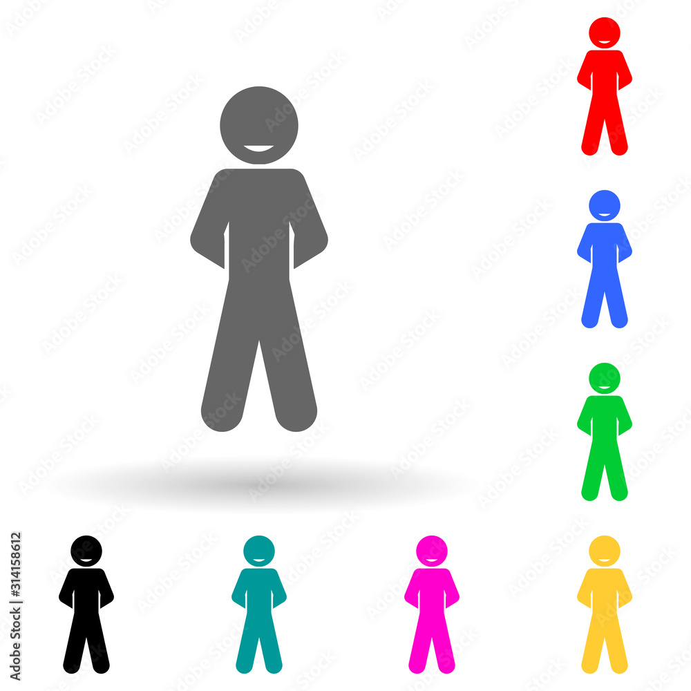 Child, pose, smile multi color style icon. Simple glyph, flat vector of child icons for ui and ux, website or mobile application Child, pose, smile multi color style icon. Simple glyph, flat vector of child icons for ui and ux, website or mobile application