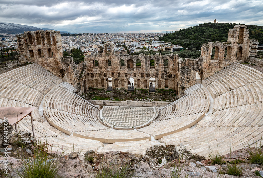 Herodeion, Herodion, the Odeon of Herodes Atticus a stone Roman theater in Athens, Greece