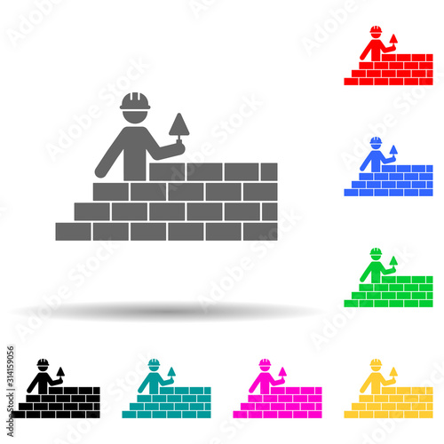 Construction, bricks worker multi color style icon. Simple glyph, flat vector of construction people icons for ui and ux, website or mobile application