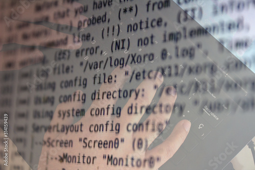 Canvas Print a programmer computer writing code on linux