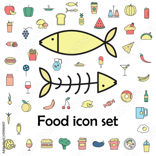 fish and bones colored icon. food icons universal set for web and mobile