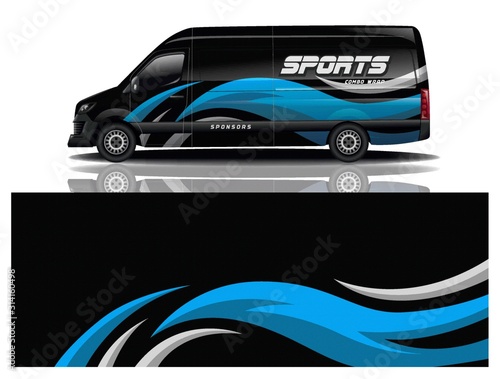 van car decal wrap design vector