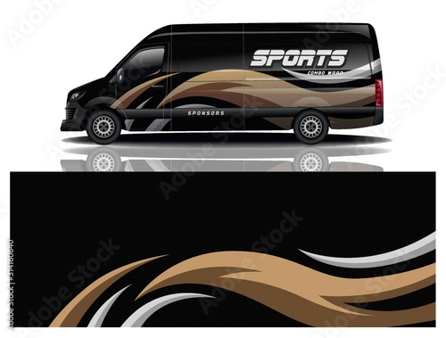 van car decal wrap design vector