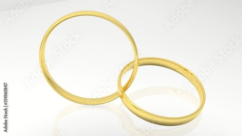 Wallpaper Mural Wedding band, rings, isolated on white background with reflection, 3D CGI render Torontodigital.ca
