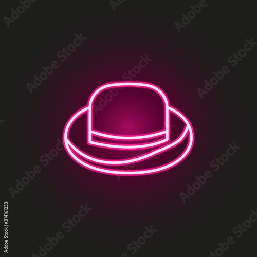 bowler hat neon style icon. Simple thin line, outline vector of hats icons for ui and ux, website or mobile application