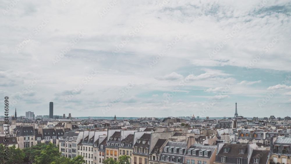 Panoramic view of central Paris, France