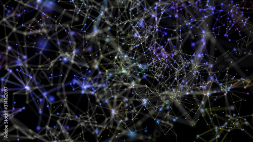 Wallpaper Mural Colored Plexus Connections System Particals on Dark Wall Abstract Background Torontodigital.ca