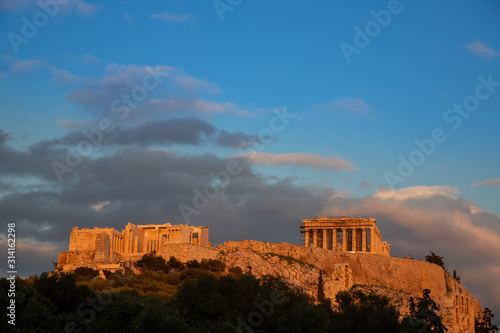 The Acropolis of Athens at sunset. Greece