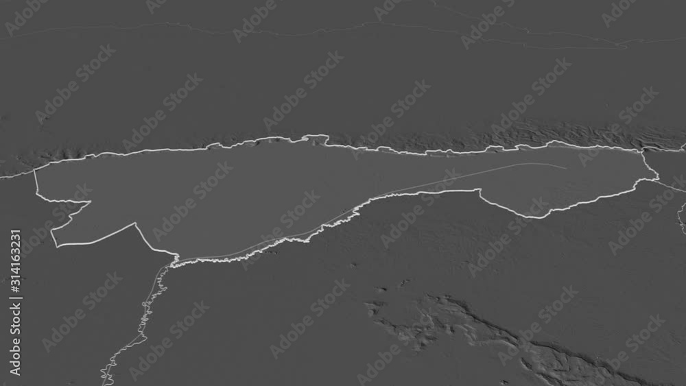 Otdar Mean Chey, province with its capital, zoomed and extruded on the bilevel map of Cambodia in the conformal Stereographic projection. Animation 3D Otdar Mean Chey, province with its capital, zoomed and extruded on the bilevel map of Cambodia in the conformal Stereographic projection. Animation 3D