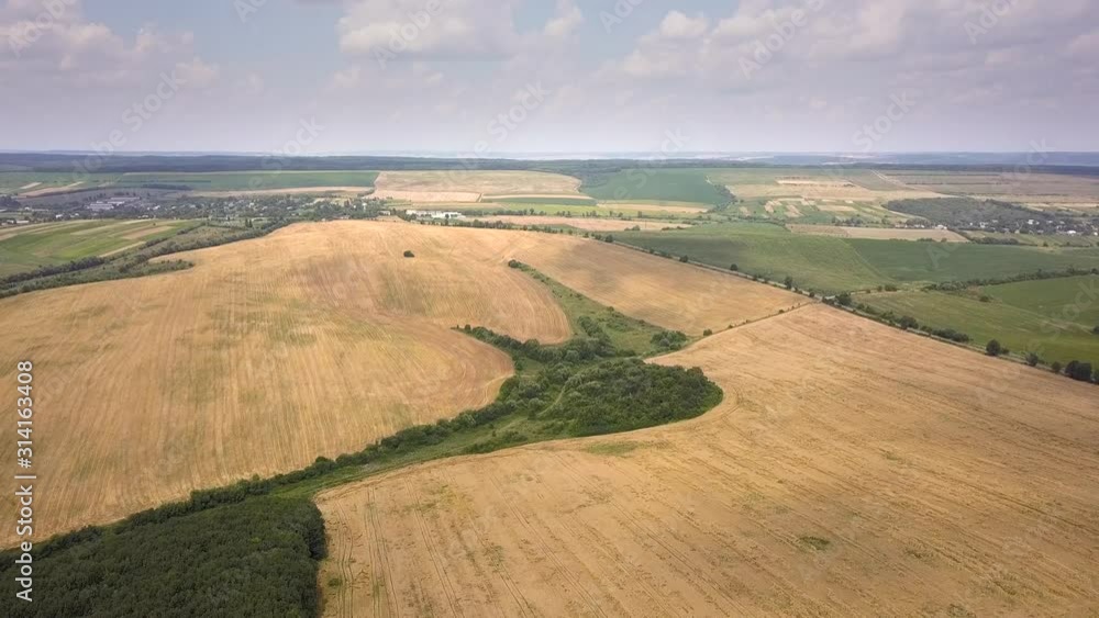 Aerial view of yellow agriculture wheat field ready to be harvested in late summer. Aerial view of yellow agriculture wheat field ready to be harvested in late summer.