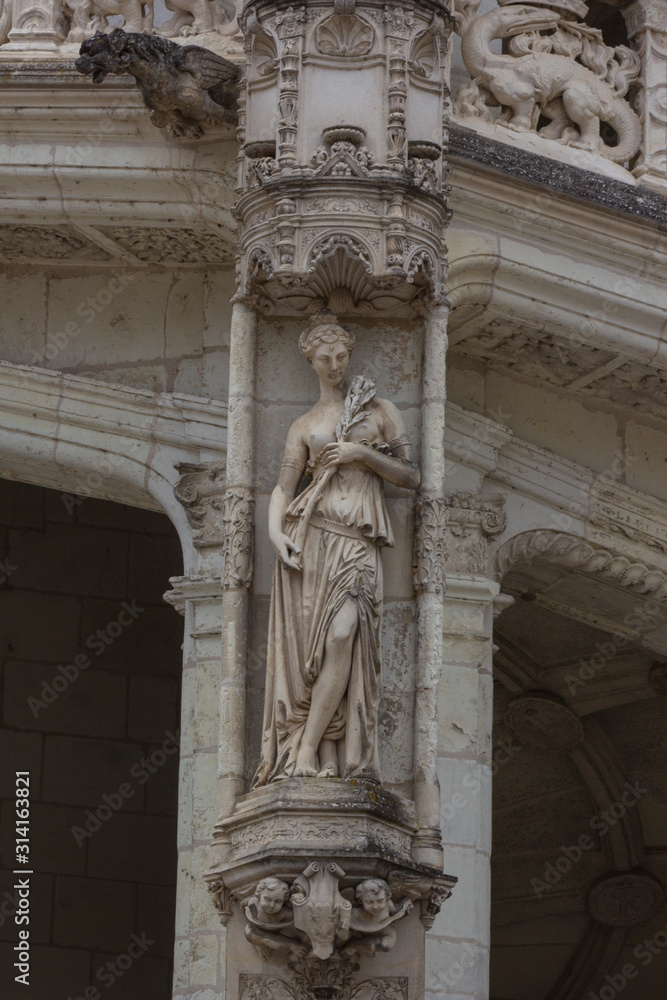 Female statue, Royal de Blois Loire Valley France