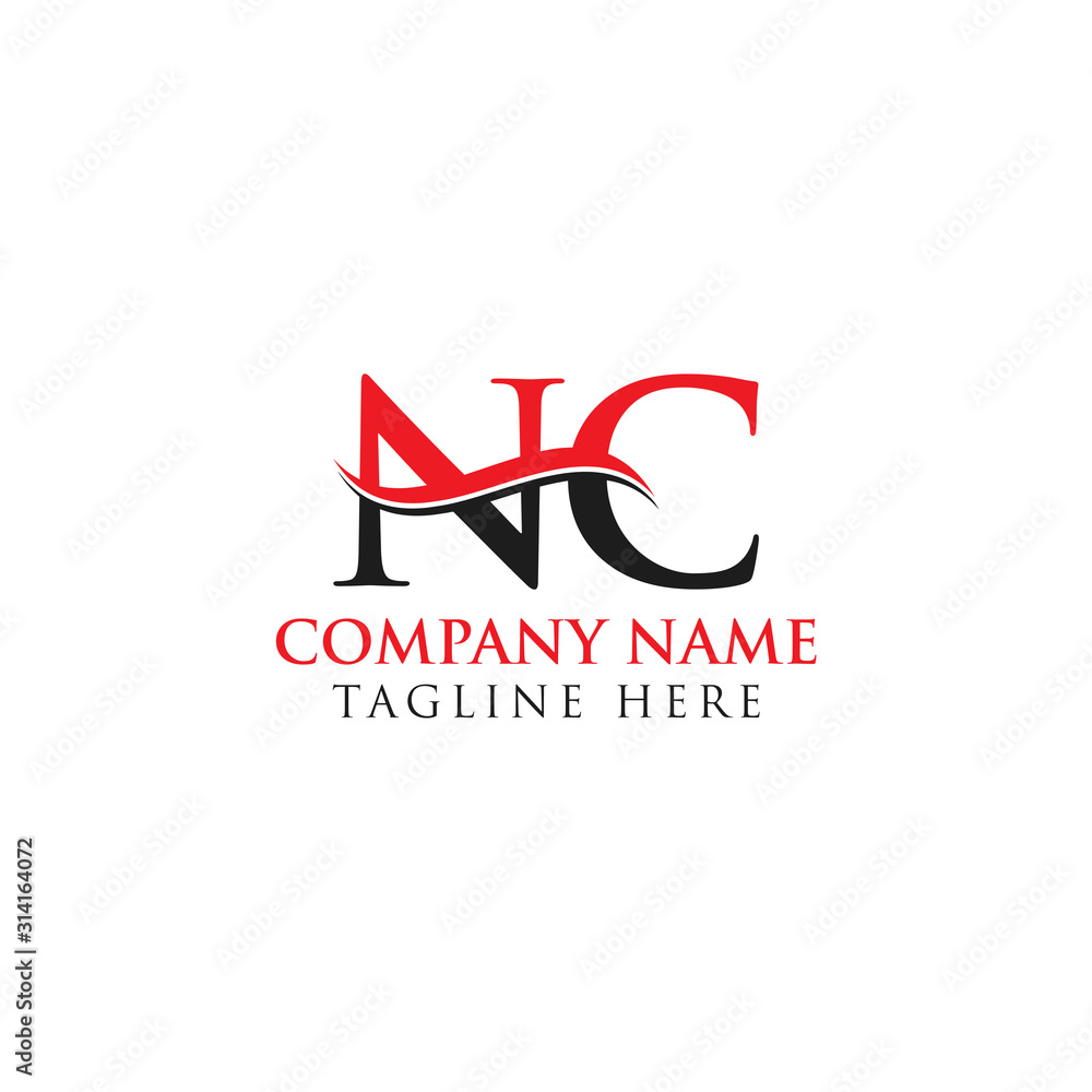 Initial Letter NC Logo Design With Red And Black Vector Template. Creative NC Letter Logo Design Initial Letter NC Logo Design With Red And Black Vector Template. Creative NC Letter Logo Design