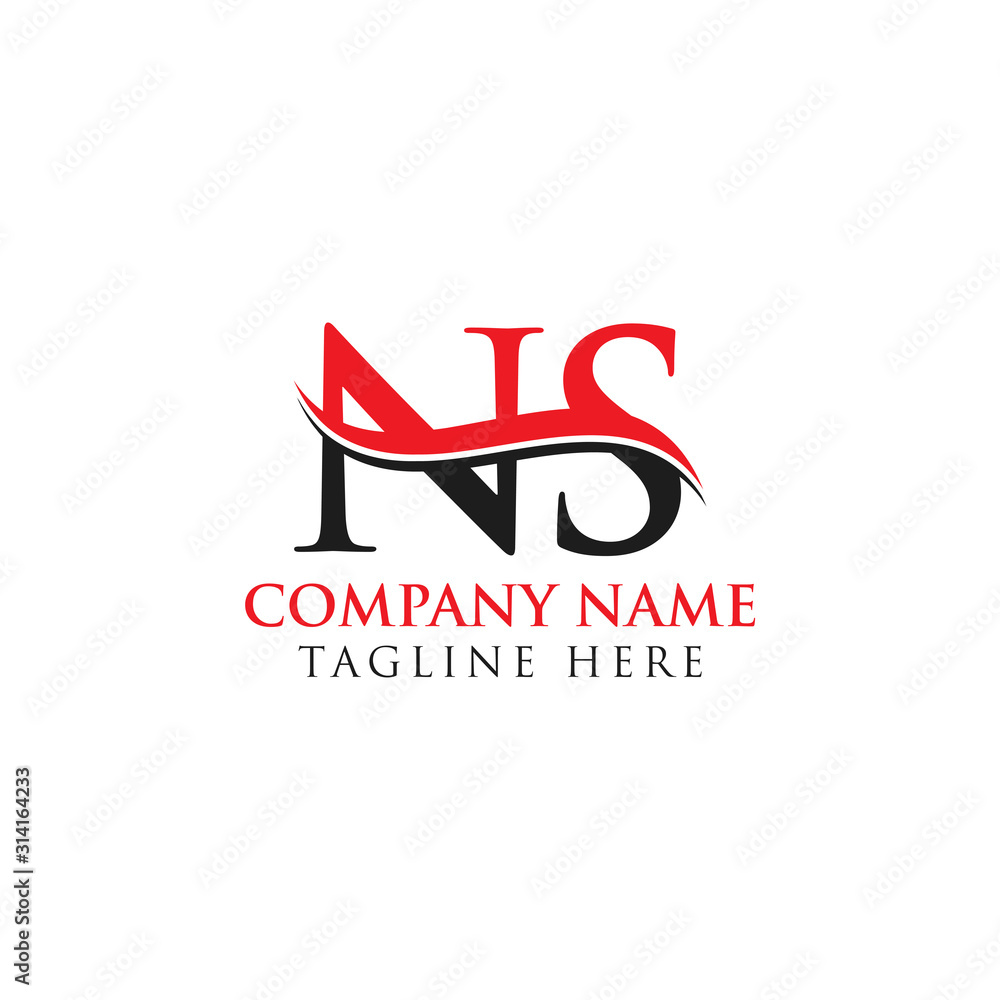 Initial Letter NS Logo Design With Red And Black Vector Template. Creative NS Letter Logo Design Initial Letter NS Logo Design With Red And Black Vector Template. Creative NS Letter Logo Design
