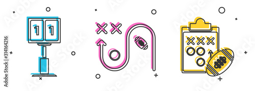 Set Sport football mechanical scoreboard and result display, Planning strategy concept and Planning strategy concept icon. Vector