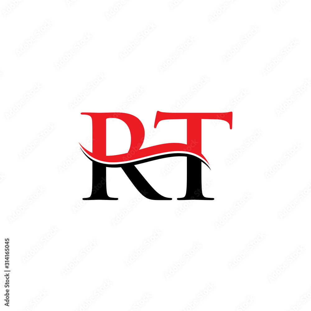Initial Red And Black letter RT Logo Design Vector Template. RT Letter Logo Design Initial Red And Black letter RT Logo Design Vector Template. RT Letter Logo Design