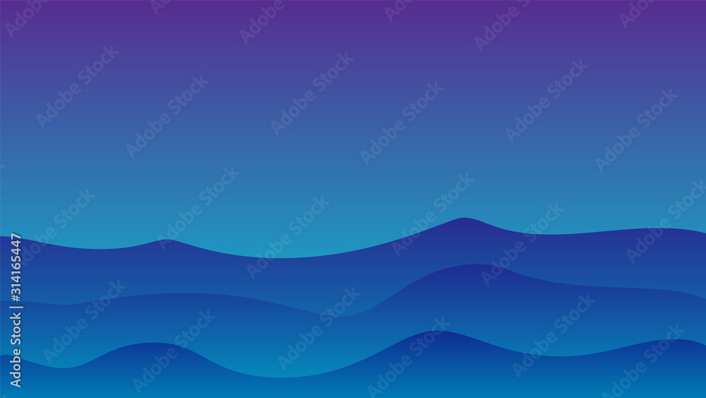 Blue waves abstract with gradient background. Use for modern design, cover, template, decorated, brochure, flyer.
