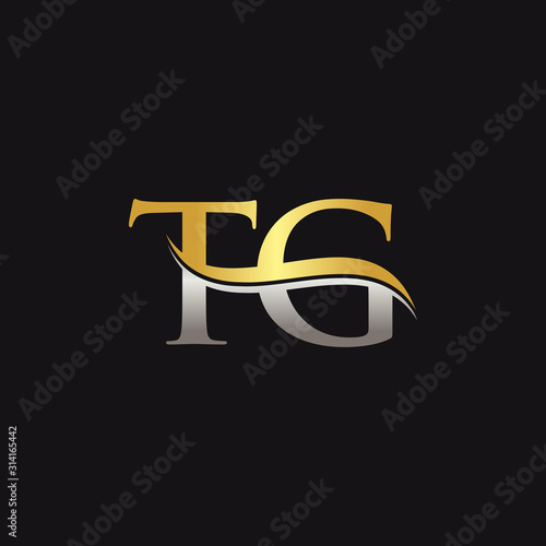 Gold And Silver letter TG Logo Design with black Background. TG Letter Logo Design