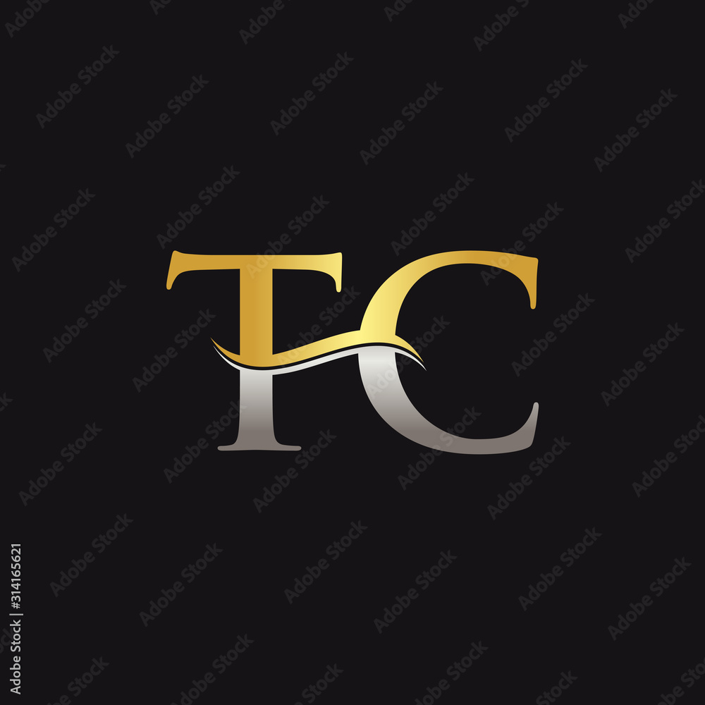 Gold And Silver letter TC Logo Design with black Background. TC Letter Logo Design Gold And Silver letter TC Logo Design with black Background. TC Letter Logo Design
