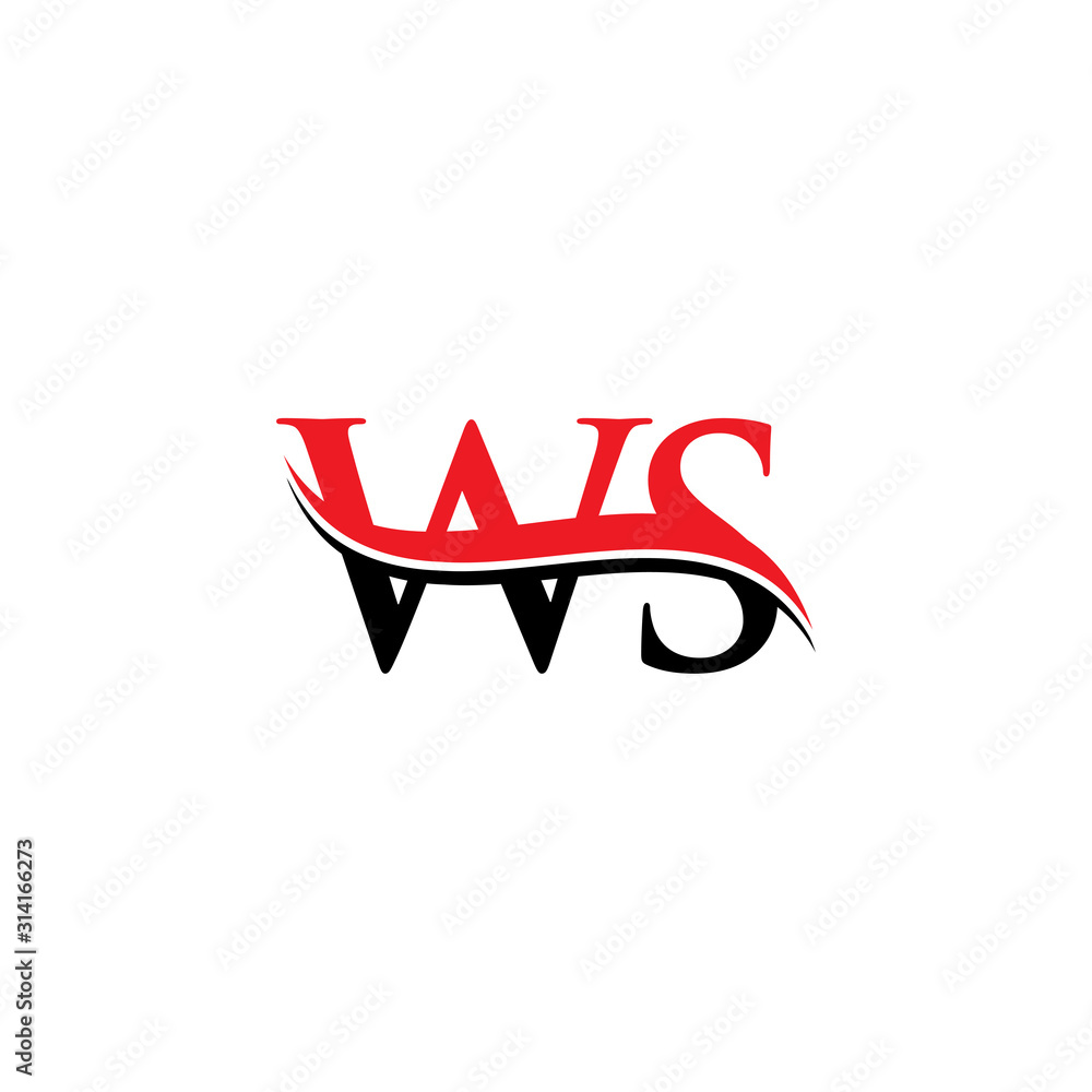Initial WS Letter Linked Logo. Creative Letter WS Logo Vector With Red and Black Color. WS Logo Design. Initial WS Letter Linked Logo. Creative Letter WS Logo Vector With Red and Black Color. WS Logo Design.